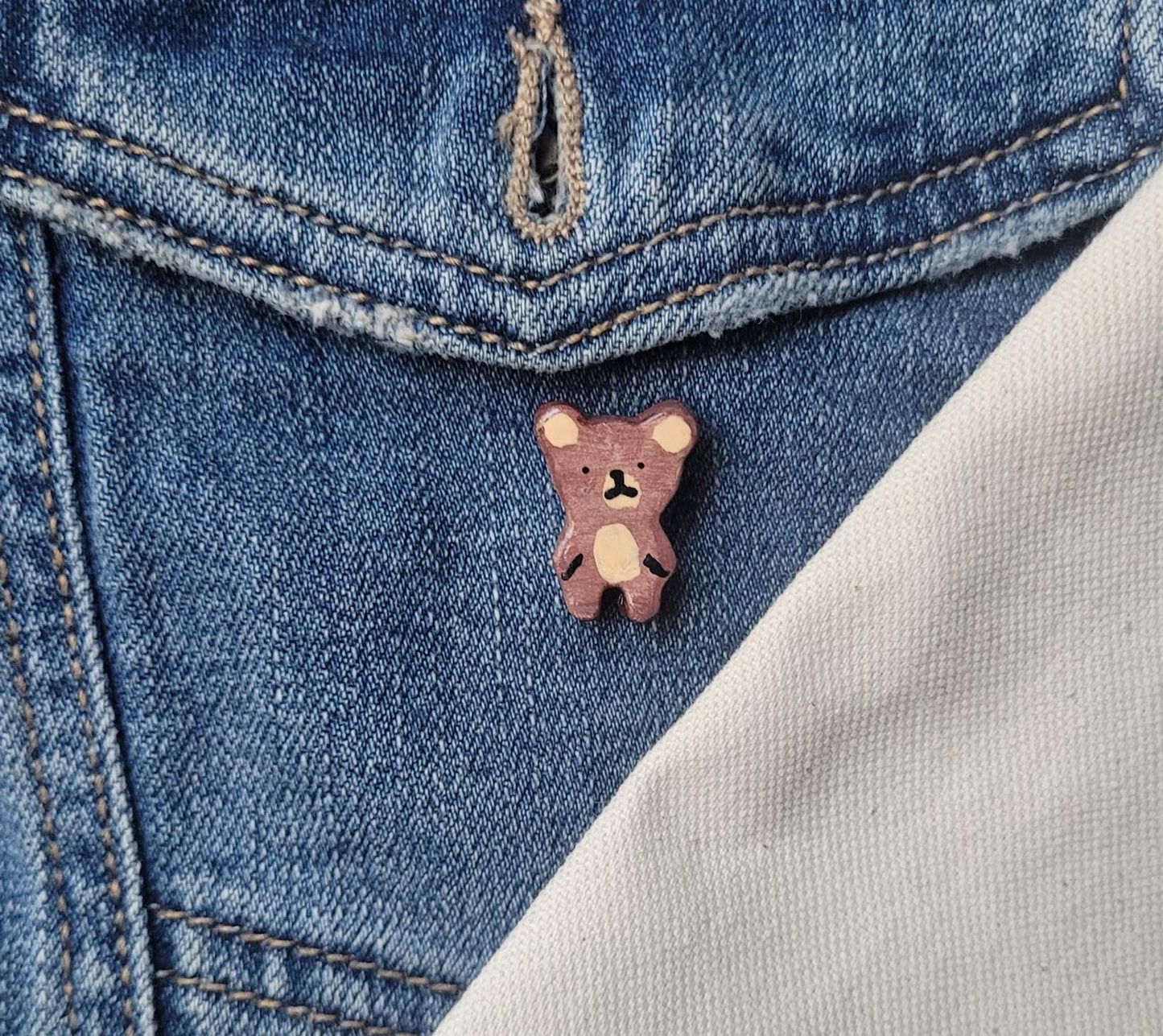 Air Dry Clay Bear Pin
