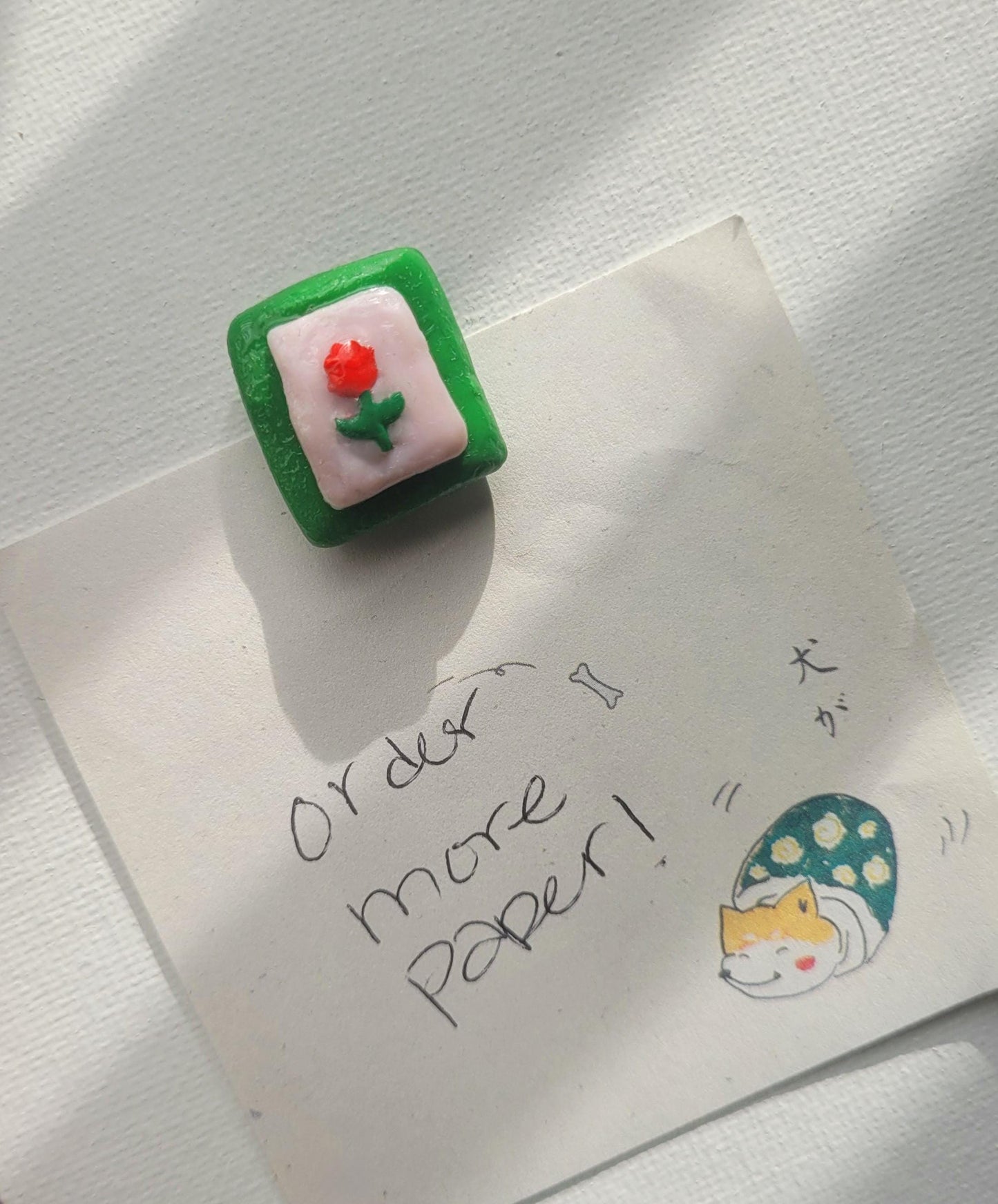 Polymer clay rose magnet