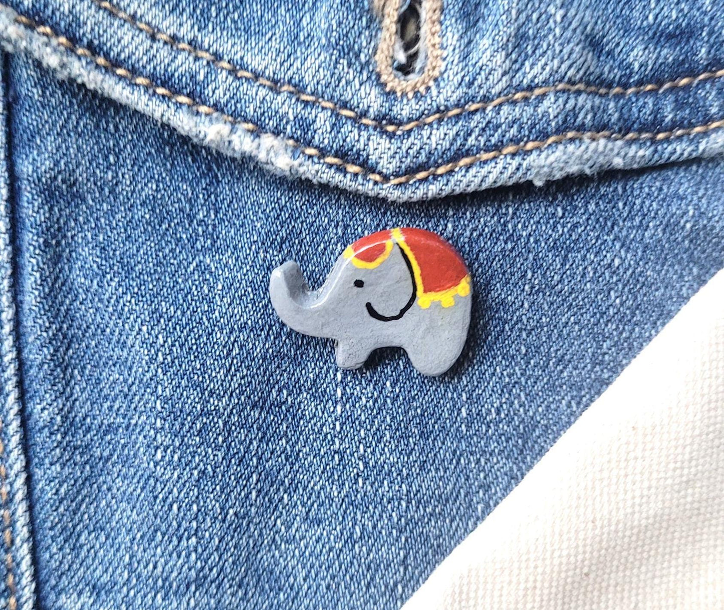 Air Dry Clay Elephant Pin