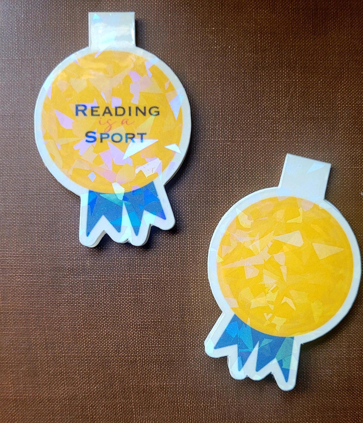 Front and back of Gold Reading is a Sport Bookmark