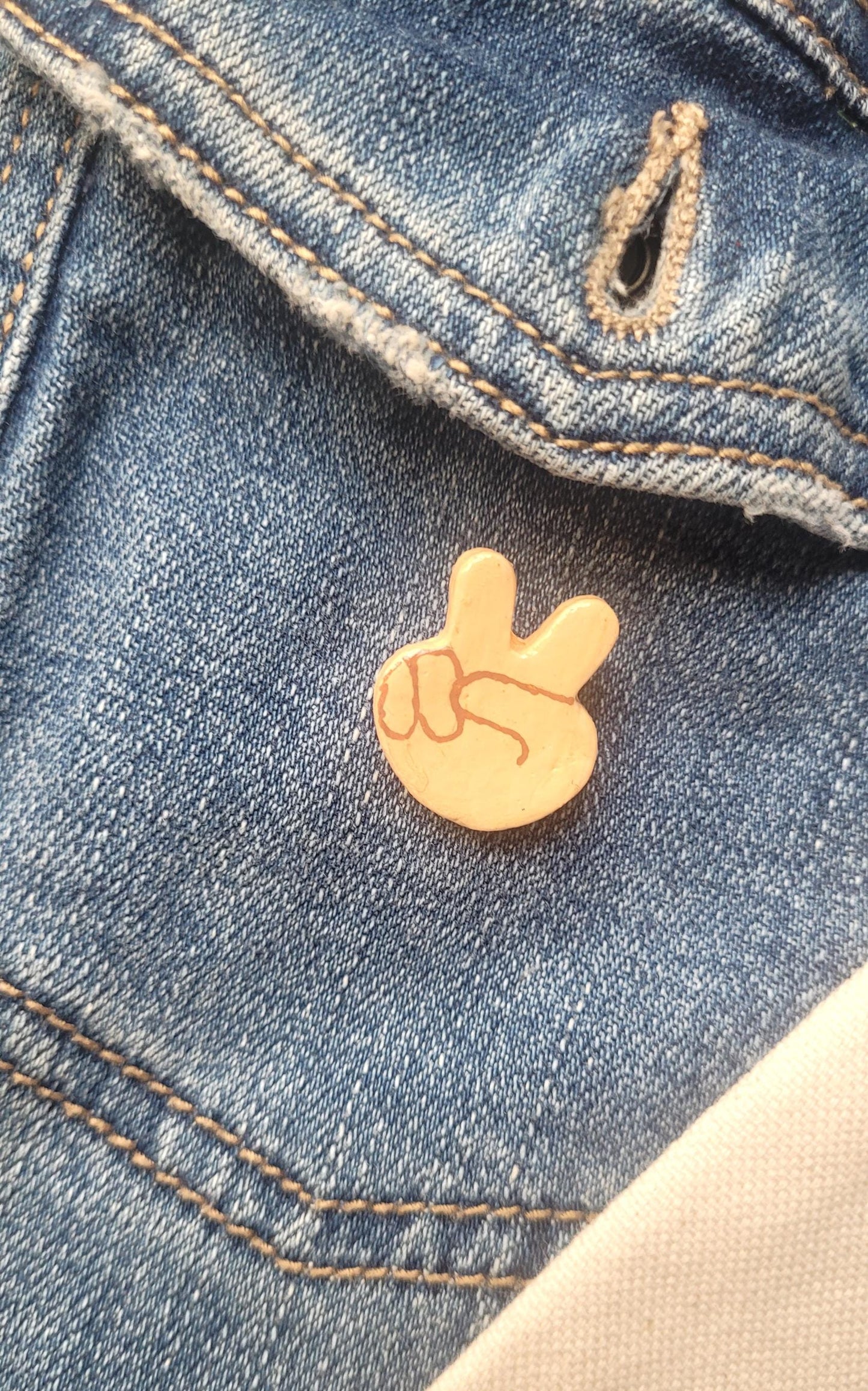 Air Dry Clay Light Peace Hand Pin