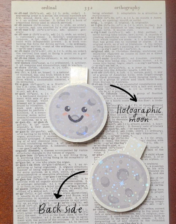 front and back of moon bookmark