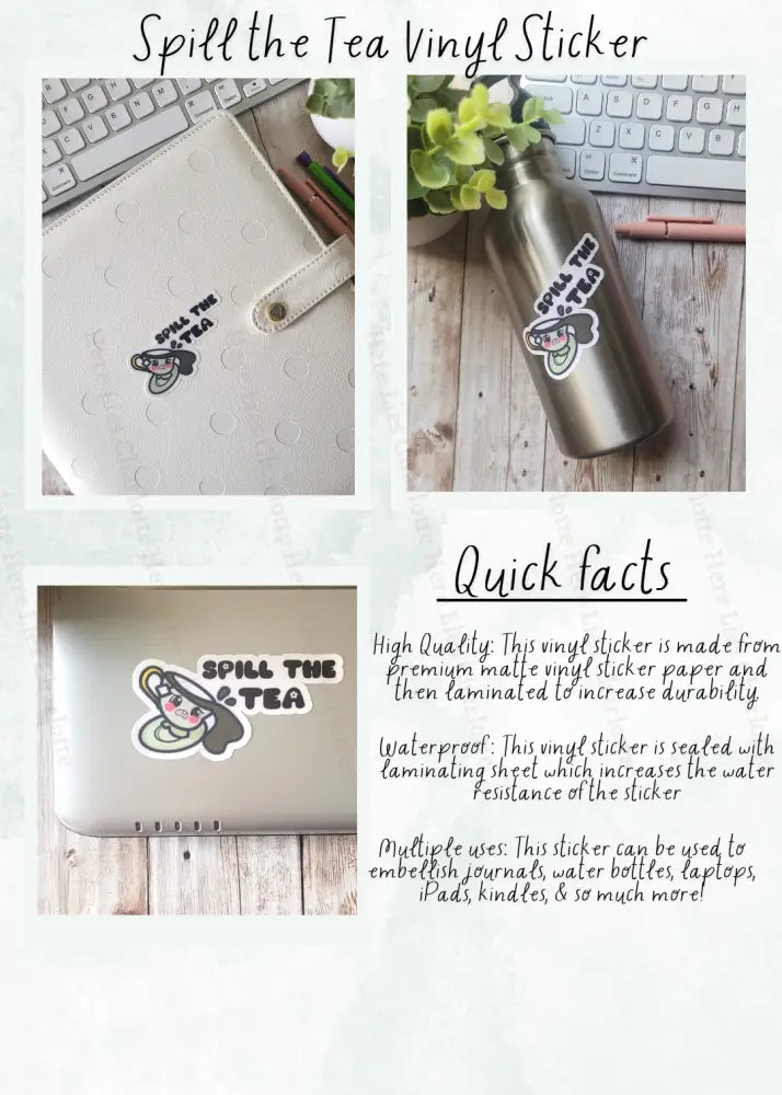 Spill the Tea Vinyl Sticker Stickers