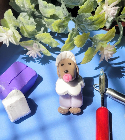 Polymer Clay Puppy Front View
