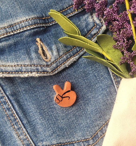 Air Dry Clay Dark Peace Hand Pin
