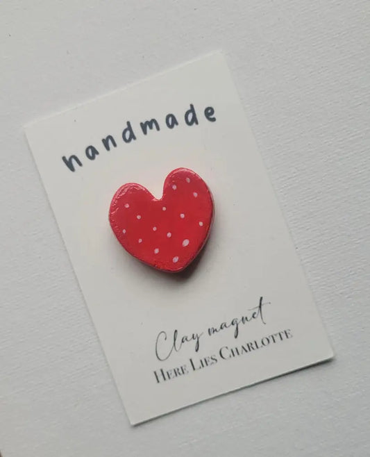 Air Dry Clay Polka Dot Heart Magnets & Pins