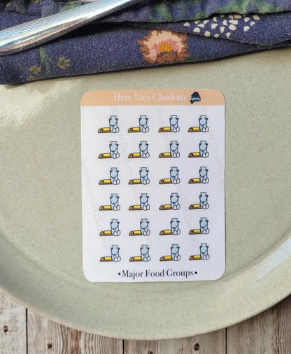 Meal Planning Sticker Set C. Dairy Stickers