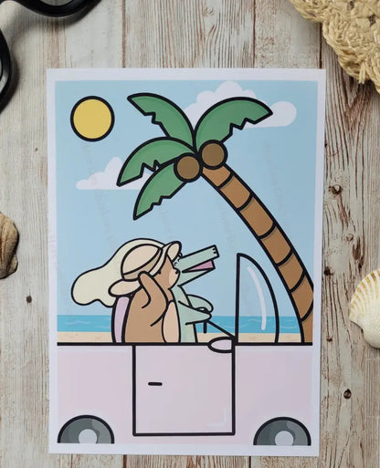 Vacation Vibes Art Print Postcard: Road Trip Art Print