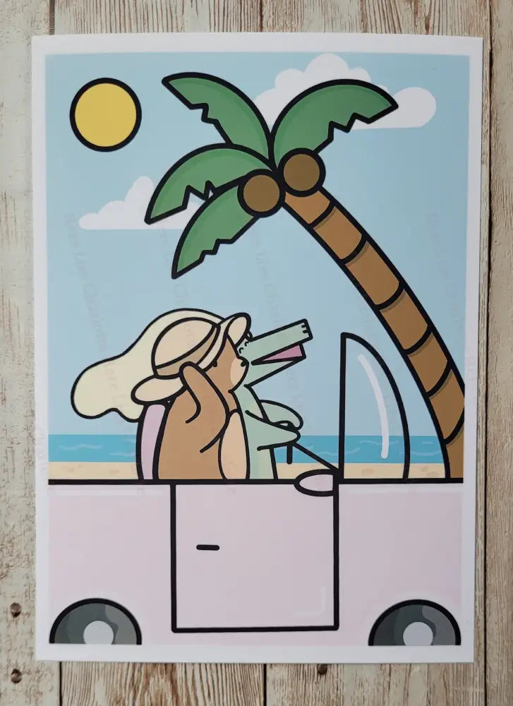 Vacation Vibes Art Print Postcard: Road Trip Art Print